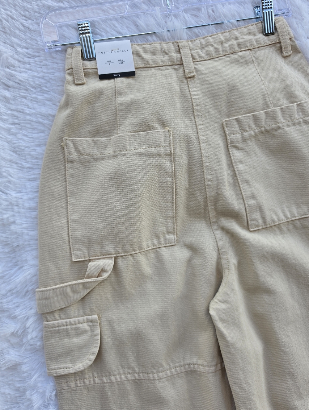 Hustle N Holla Kerry High Rise Tan Carpentet Cargo Jeans - Picture 8 of 9